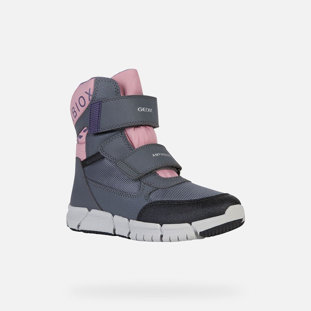 Geox Ankle Boots Grey/Pink Flexyper Abx - Geox Girls Shoes - KIFQHE571